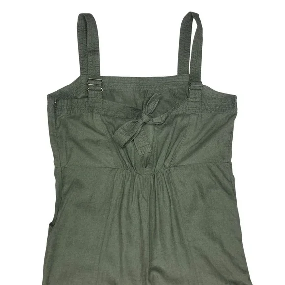 Nicole Miller Sleeveless Utility Wide Leg Linen Jumpsuit Women 2 Green Oversized - Picture 7 of 14